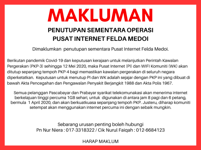 MAKLUMAN PENUTUPAN PI 2020