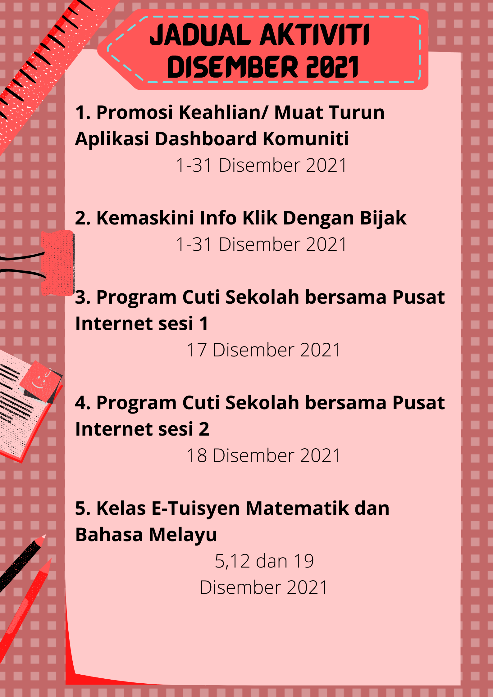 JADUAL AKTIVITI DISEMBER 2021